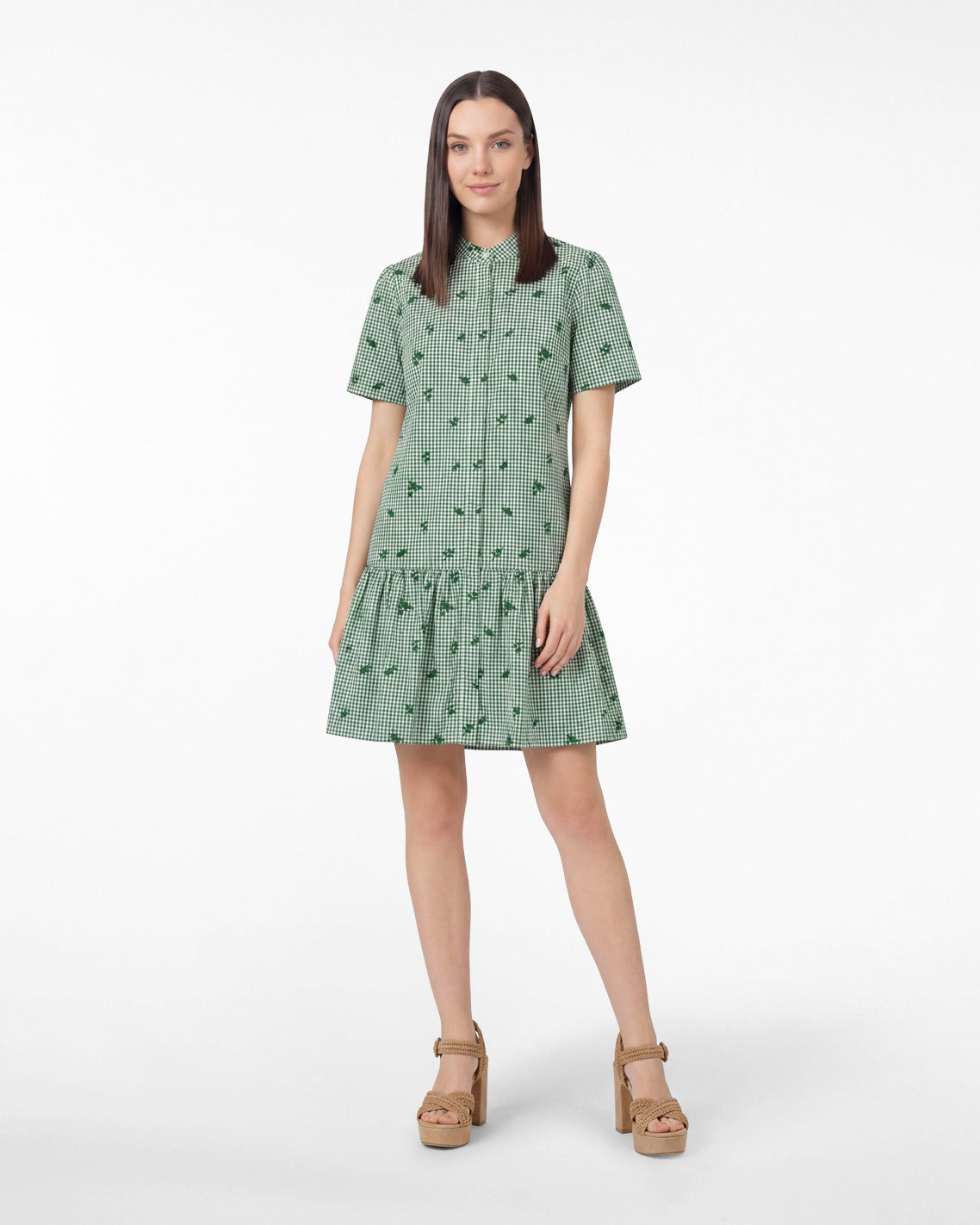 Draper James Green Multi Molly Mini Dress in Green Gingham