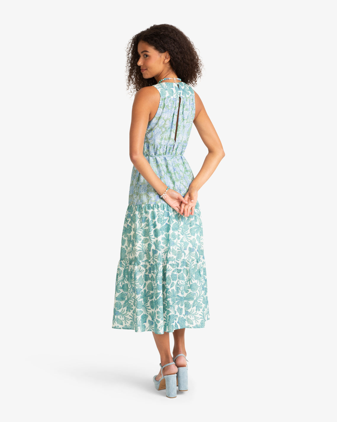 Draper James Green Multi Marlow Two Tone Shell Midi Dress