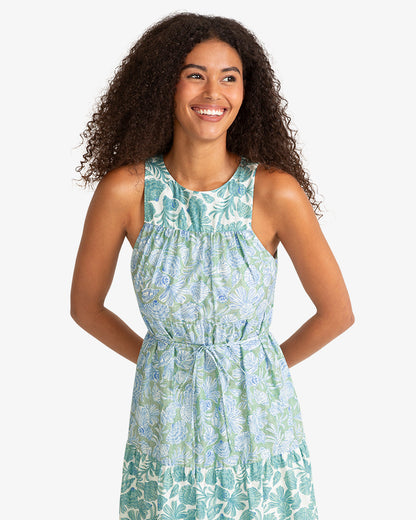 Draper James Green Multi Marlow Two Tone Shell Midi Dress