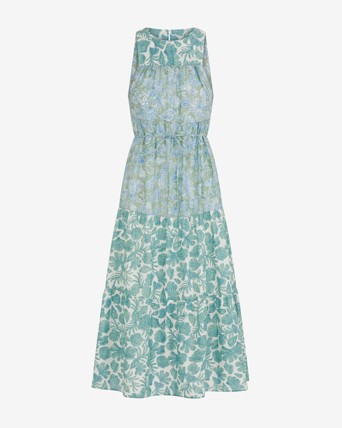 Draper James Green Multi Marlow Two Tone Shell Midi Dress