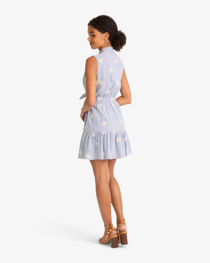 Draper James Blue/White Laken Tie Waist Stripe Dress