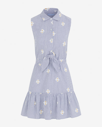 Draper James Blue/White Laken Tie Waist Stripe Dress