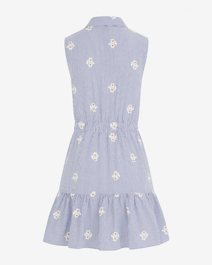 Draper James Blue/White Laken Tie Waist Stripe Dress