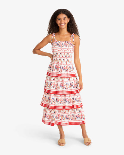 Draper James Fuschia Brooke Multi Tier Midi Dress in Floral