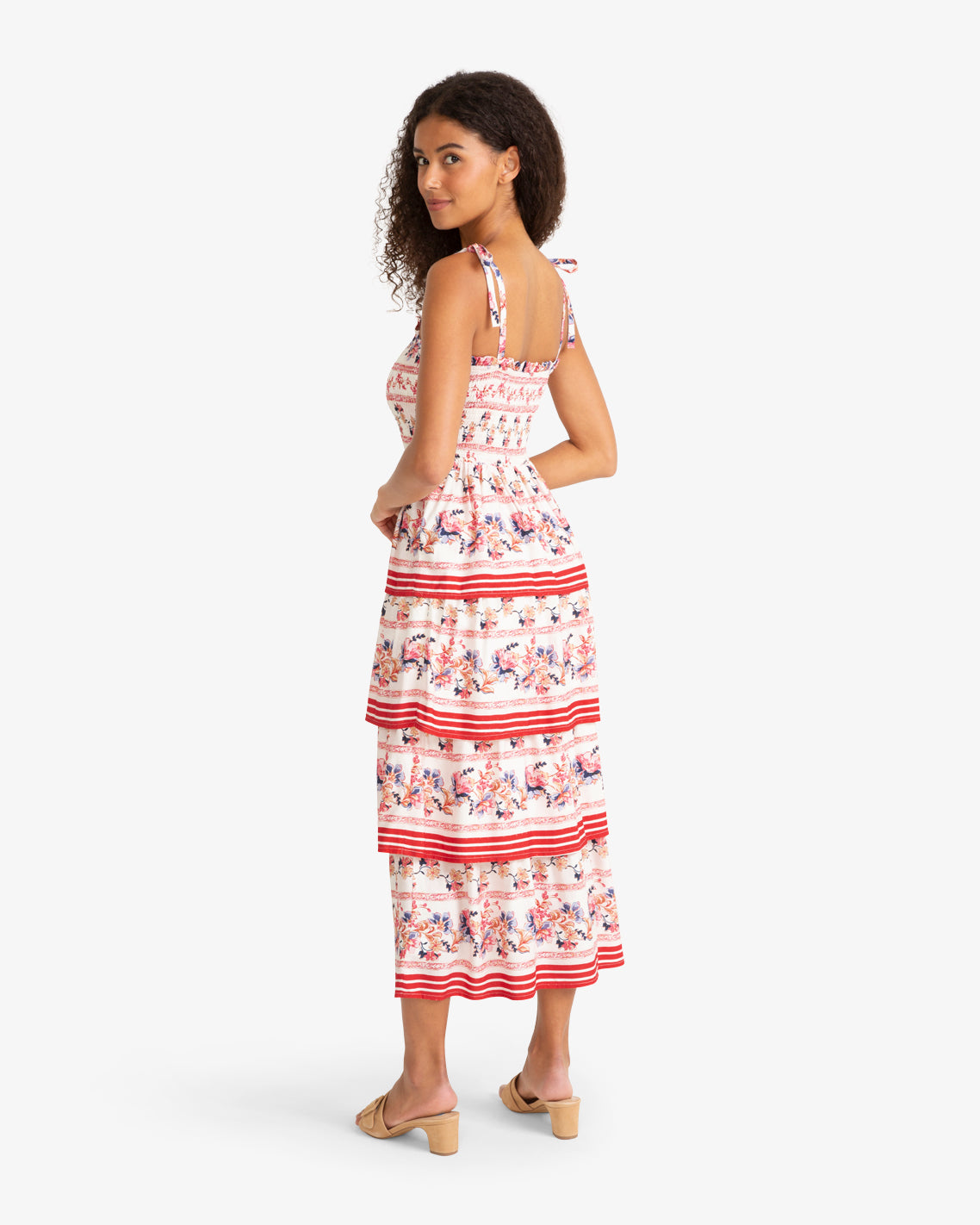 Draper James Fuschia Brooke Multi Tier Midi Dress in Floral