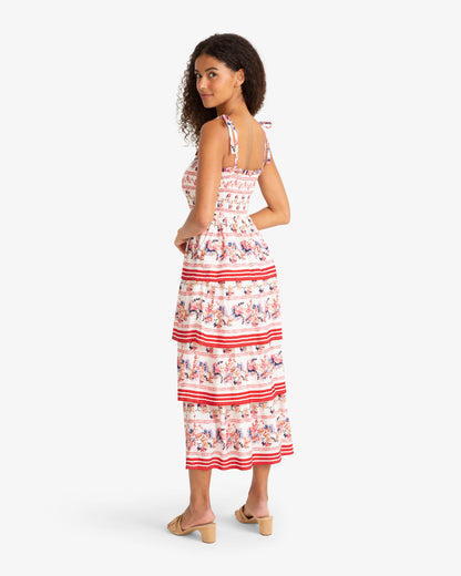 Draper James Fuschia Brooke Multi Tier Midi Dress in Floral