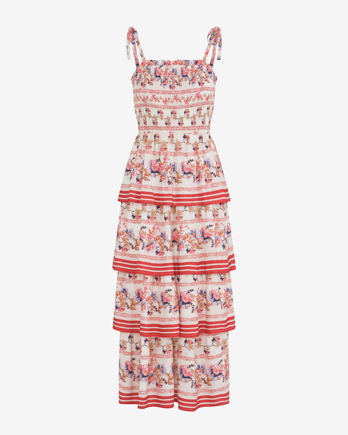 Draper James Fuschia Brooke Multi Tier Midi Dress in Floral