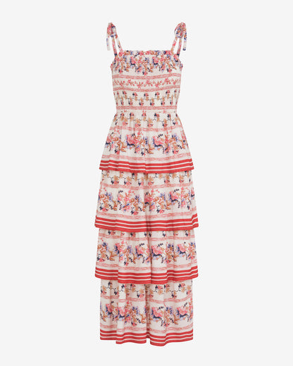 Draper James Fuschia Brooke Multi Tier Midi Dress in Floral