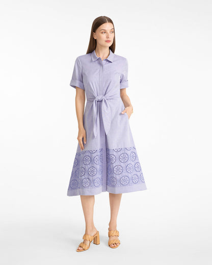 Draper James Blue Multi Riley Midi Shirtdress in Embroidery