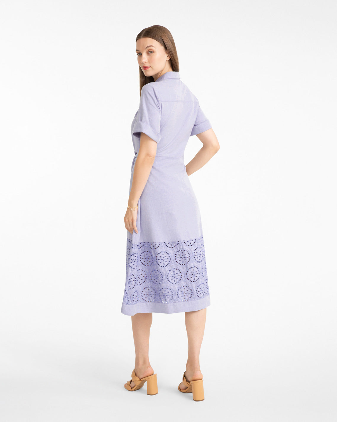 Draper James Blue Multi Riley Midi Shirtdress in Embroidery