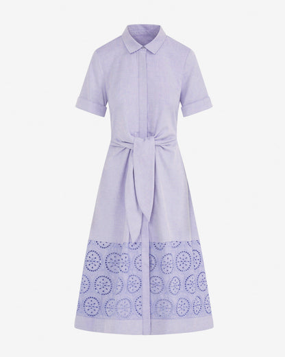 Draper James Blue Multi Riley Midi Shirtdress in Embroidery