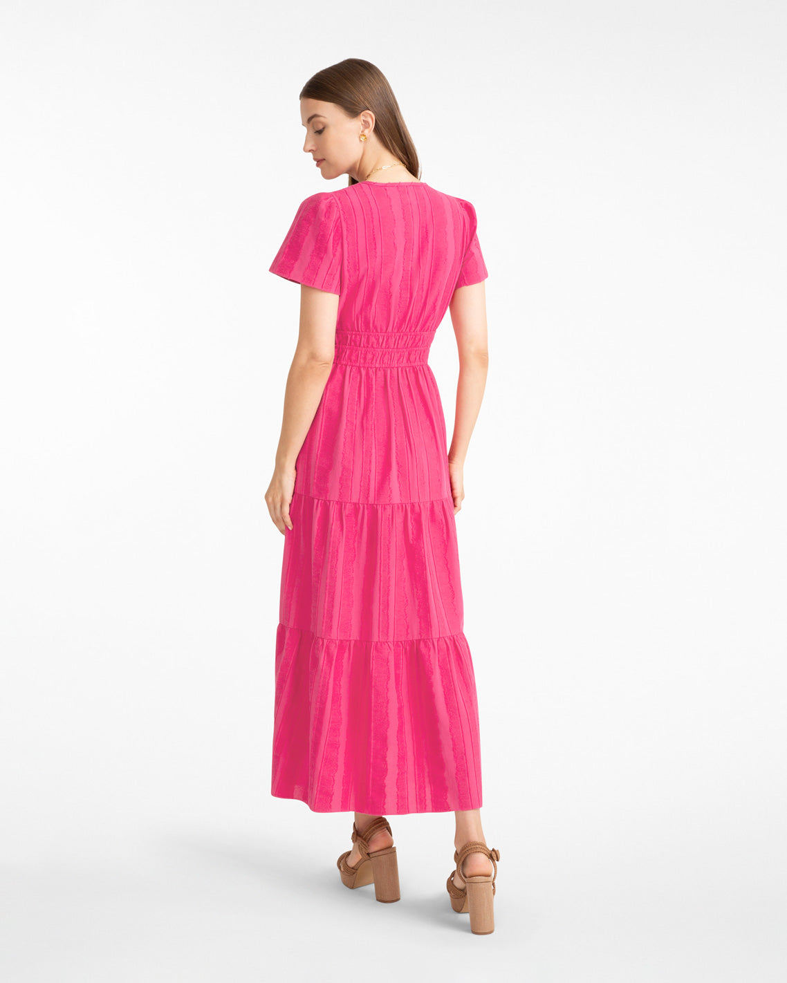 Draper James Pink Hollie Midi Dress in Textured Stripe