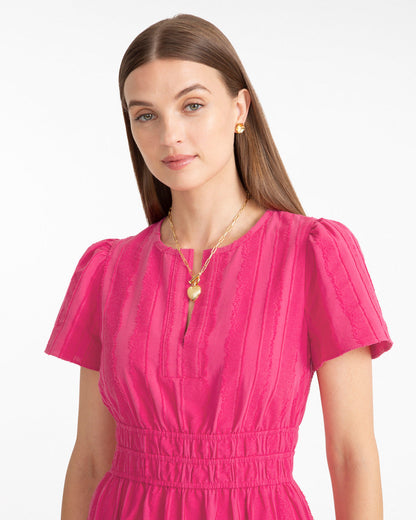 Draper James Pink Hollie Midi Dress in Textured Stripe