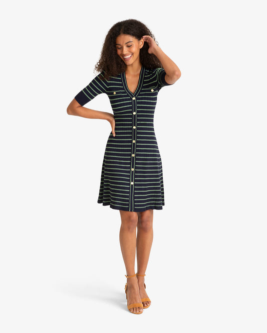 Draper James Blue Multi Judy Striped Knit Dress