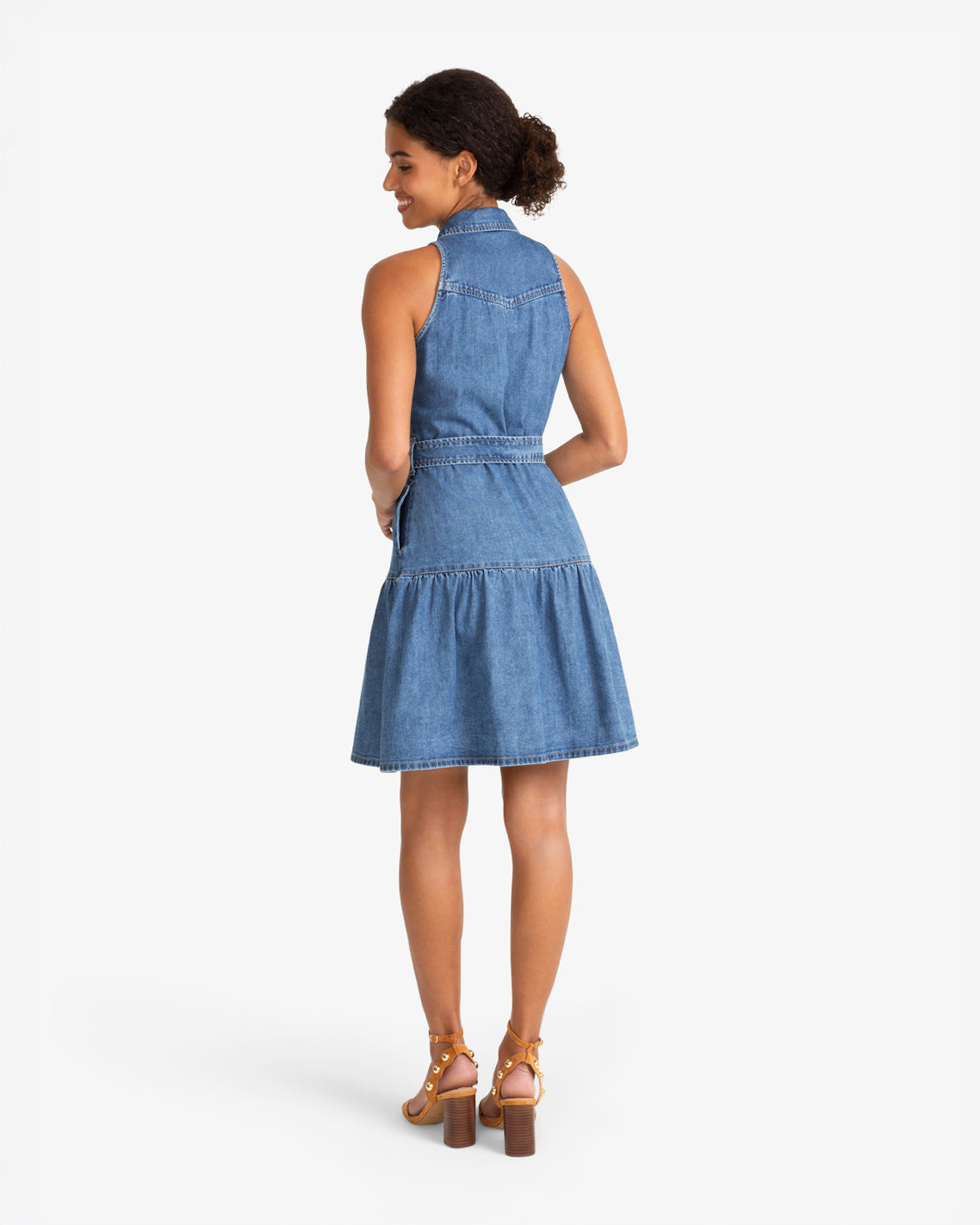 Draper James Medium Wash Lexi Sleeveless Tie Waist Dress