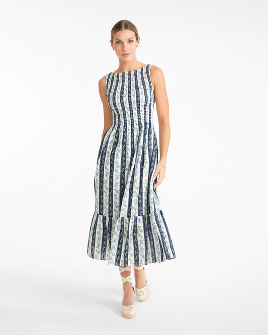 Draper James Multistripe Wren Dress in Floral Stripe