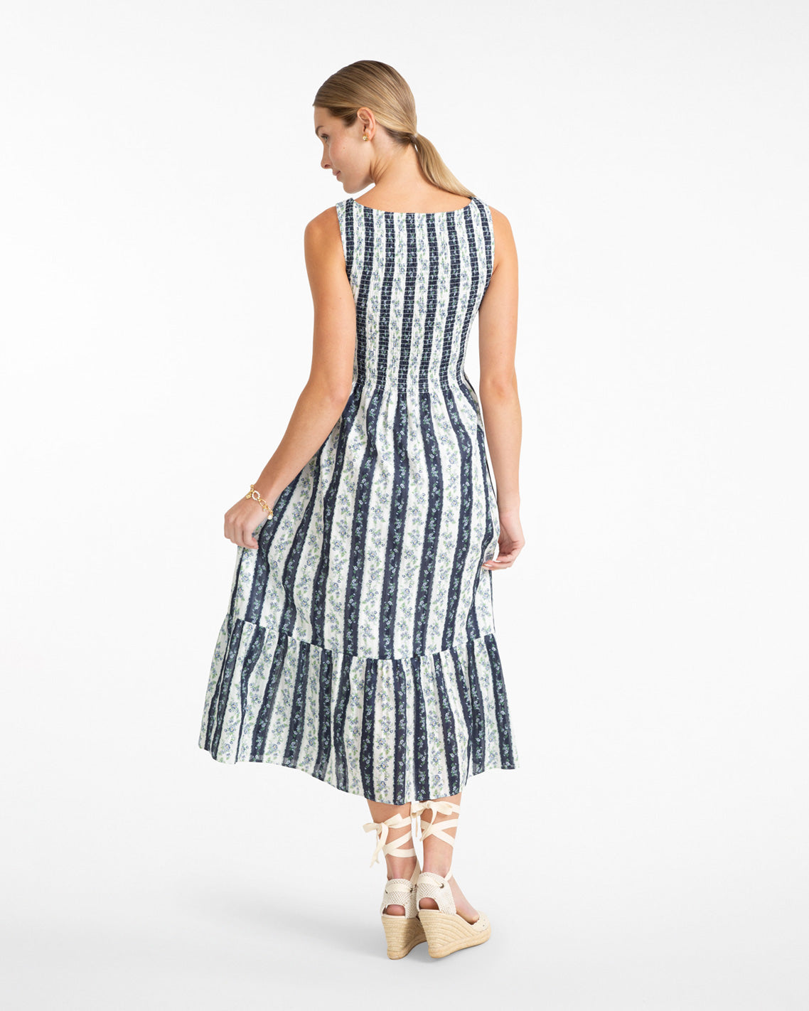 Draper James Multistripe Wren Dress in Floral Stripe