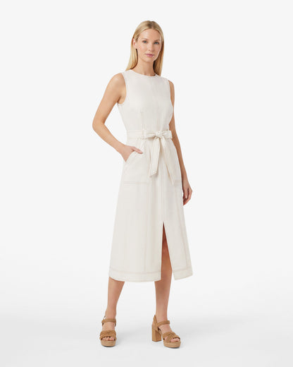 Draper James White Thea Midi Dress in Linen
