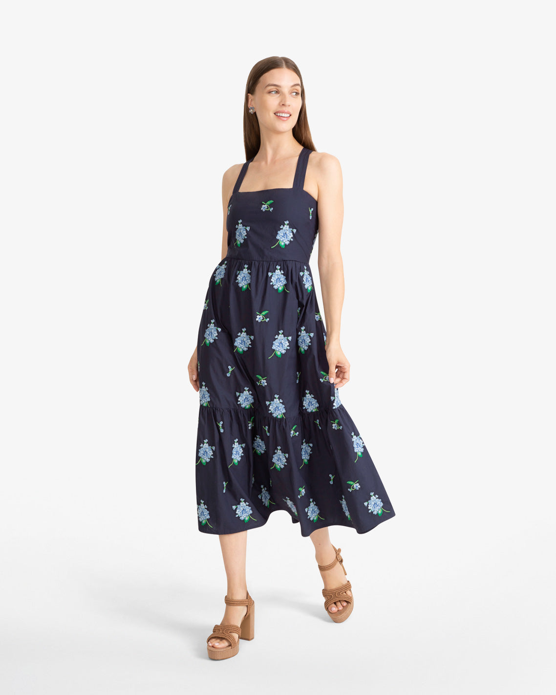Draper James Nassau Navy Multi Cynthia Dress in Floral Embroidery