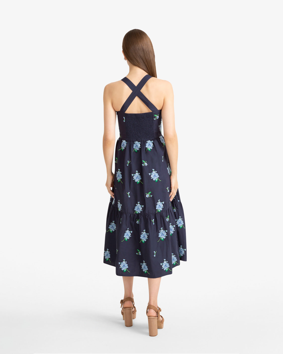 Draper James Nassau Navy Multi Cynthia Dress in Floral Embroidery