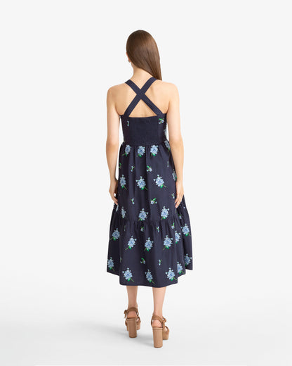 Draper James Nassau Navy Multi Cynthia Dress in Floral Embroidery