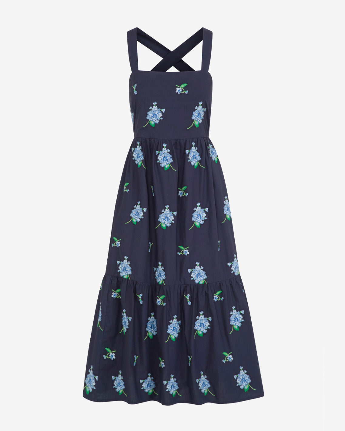 Draper James Nassau Navy Multi Cynthia Dress in Floral Embroidery