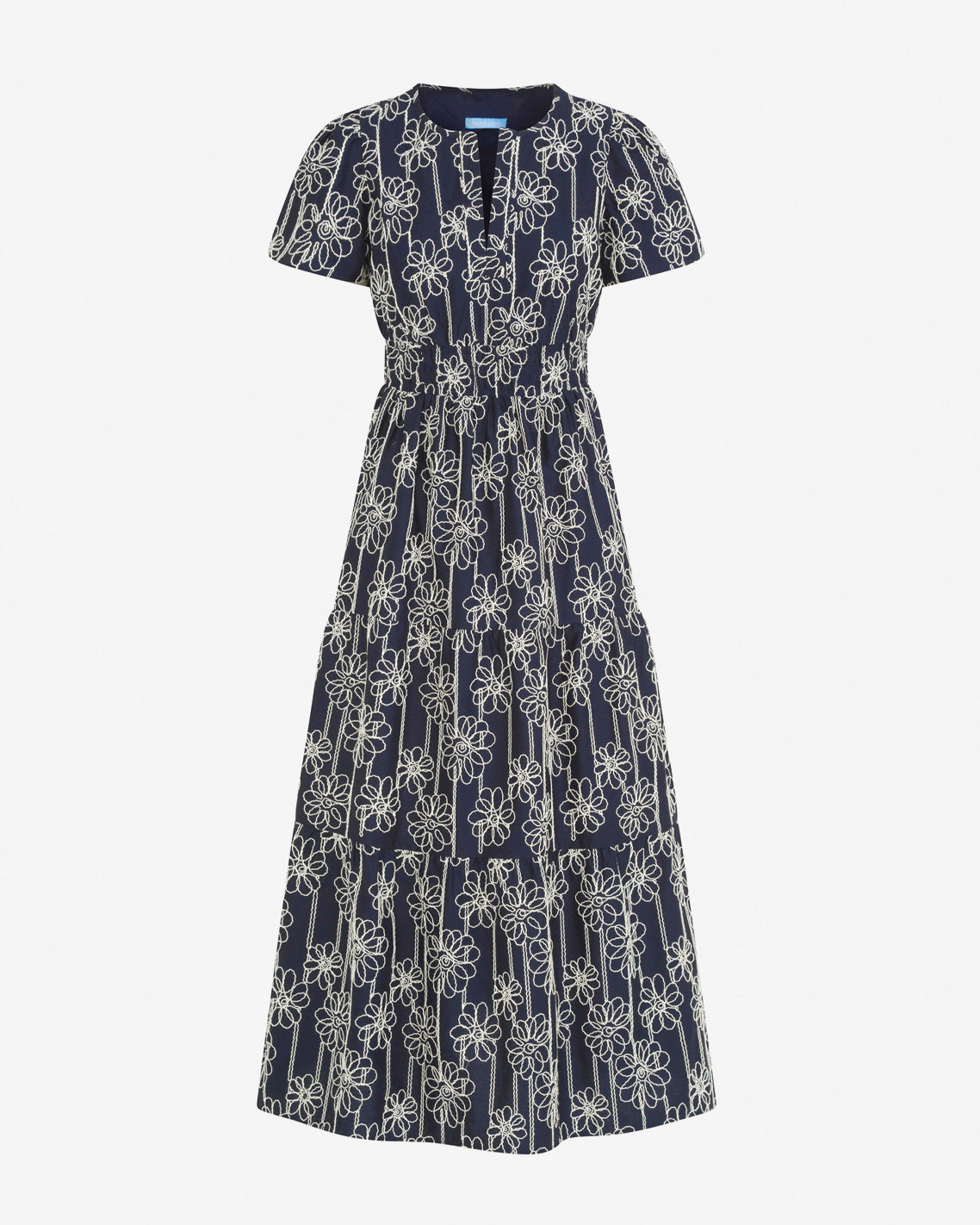Draper James Nassau Navy Multi Hollie Midi Dress in Embroidery