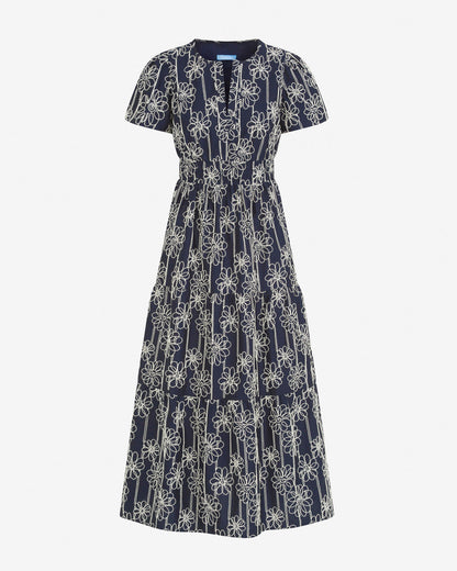 Draper James Nassau Navy Multi Hollie Midi Dress in Embroidery