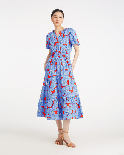 Draper James Floating Floral Hollie Midi Dress in Floating Floral