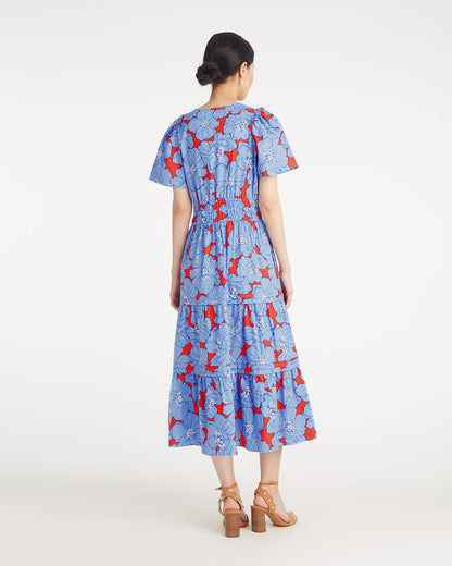 Draper James Floating Floral Hollie Midi Dress in Floating Floral