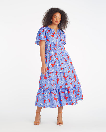Draper James Floating Floral Hollie Midi Dress in Floating Floral