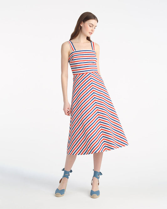 Draper James Americana Stripe Angela Love Circle Midi Dress in Americana Stripes