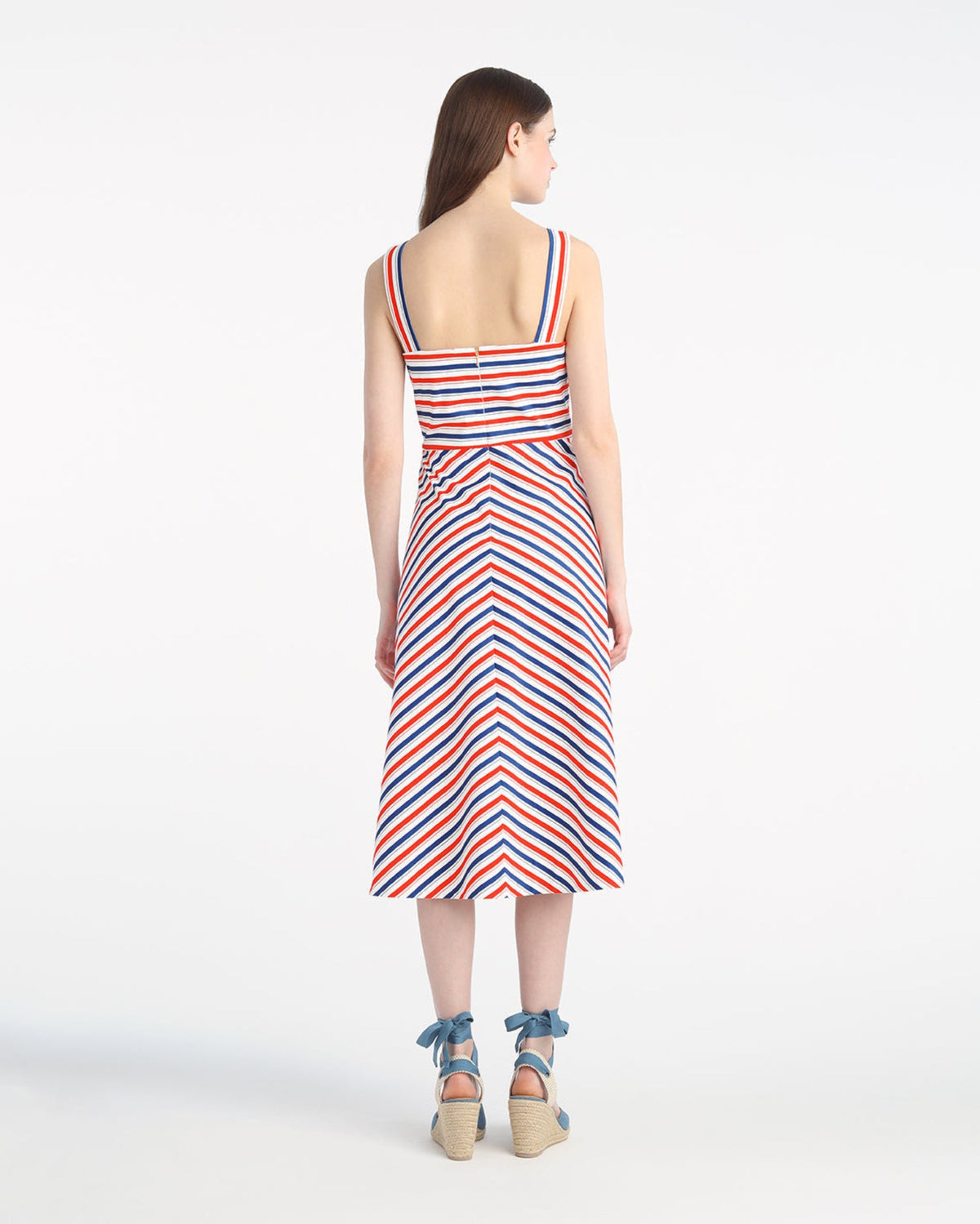 Draper James Americana Stripe Angela Love Circle Midi Dress in Americana Stripes
