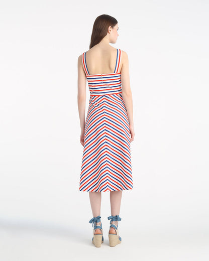 Draper James Americana Stripe Angela Love Circle Midi Dress in Americana Stripes