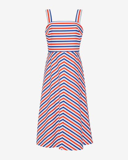 Draper James Americana Stripe Angela Love Circle Midi Dress in Americana Stripes