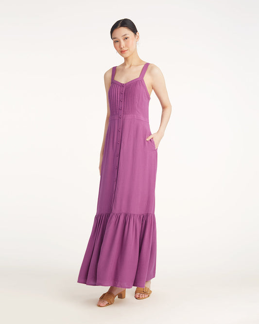 Draper James Purple Brynn Sleeveless Midi Dress in Amethyst