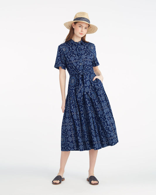 Draper James Bandana Blue Riley Midi Shirtdress in Bandana Blue