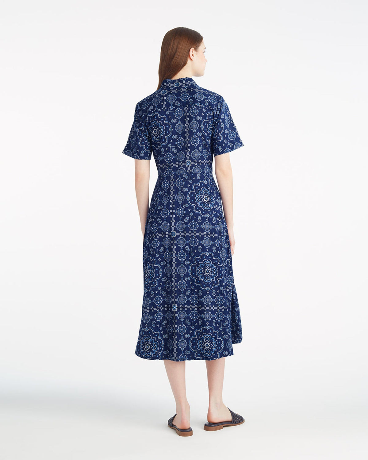 Draper James Bandana Blue Riley Midi Shirtdress in Bandana Blue