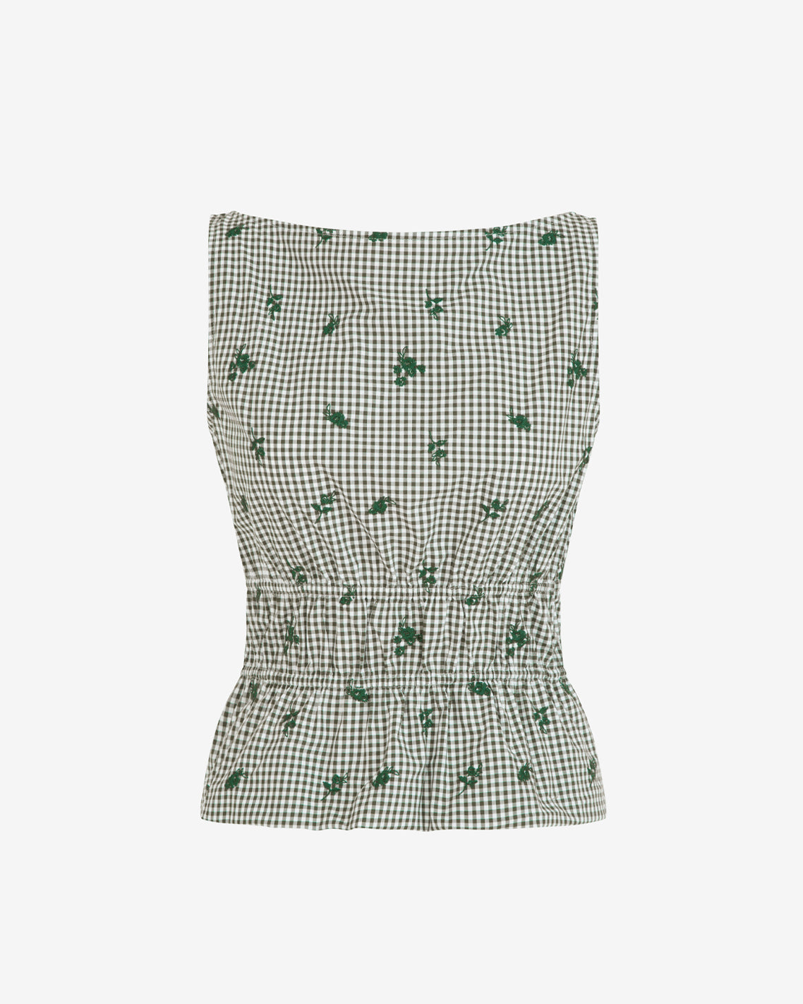 Draper James Green Multi Sleeveless Top in Green Gingham