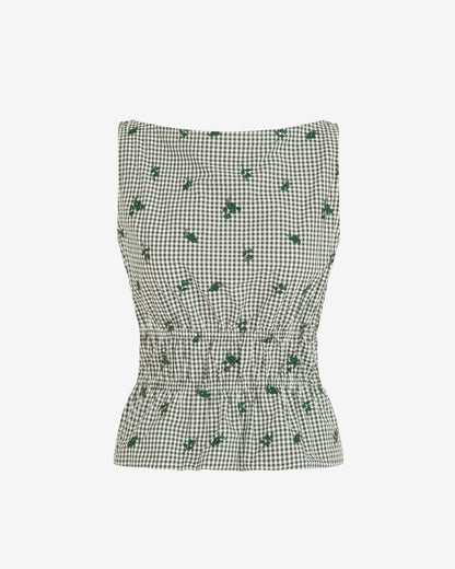 Draper James Green Multi Sleeveless Top in Green Gingham