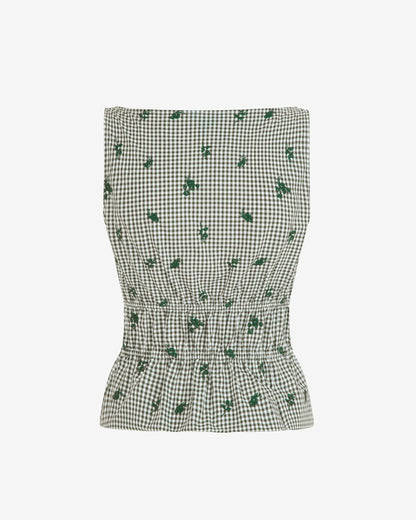 Draper James Green Multi Sleeveless Top in Green Gingham