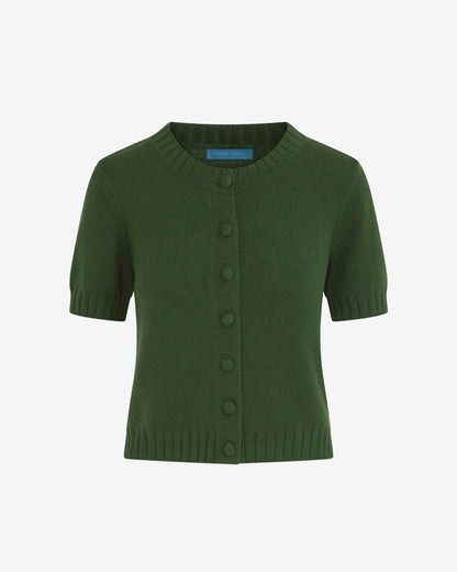 Draper James Green Short Sleeve Puff Sleeve Cardigan