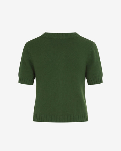 Draper James Green Short Sleeve Puff Sleeve Cardigan