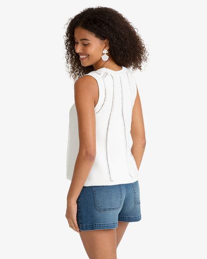Draper James White Knit Flared Tank