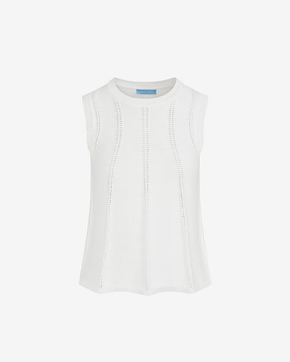 Draper James White Knit Flared Tank