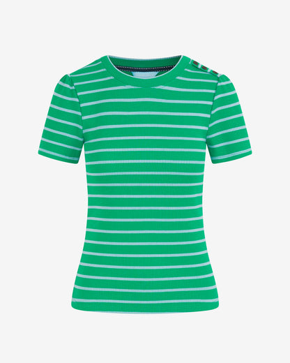 Draper James Royal Blue Multi Stripe Crewneck Tee in Green