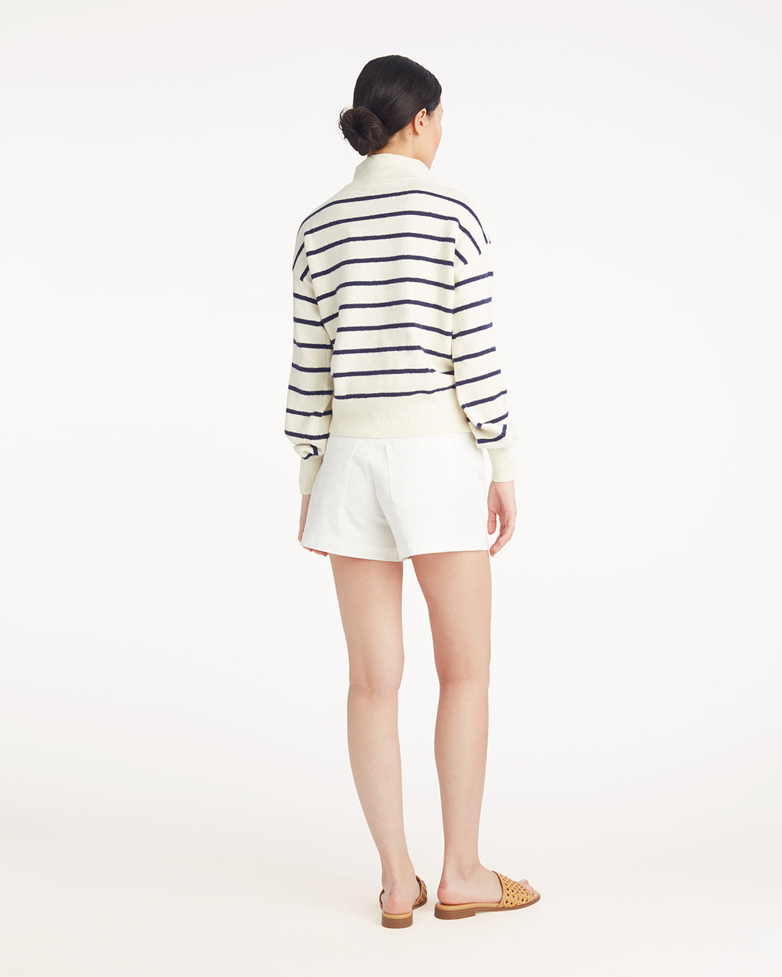 Draper James Mariner Stripe Striped Zip-Up Sweater in Mariner Stripe