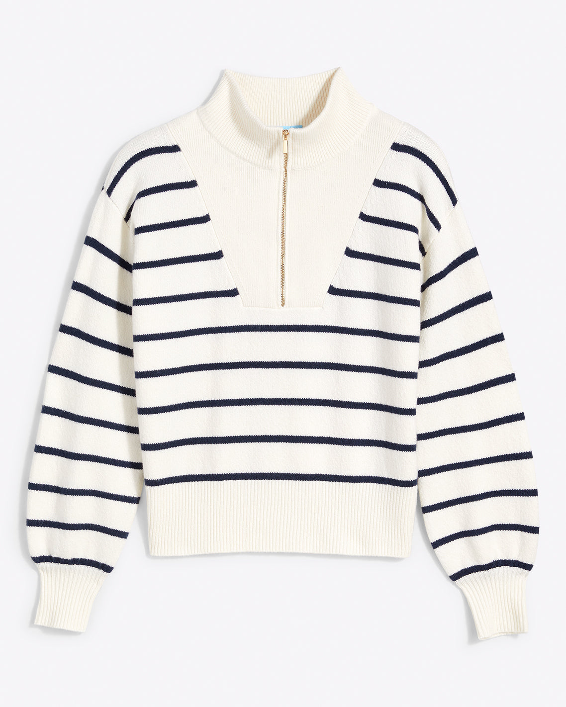 Draper James Mariner Stripe Striped Zip-Up Sweater in Mariner Stripe