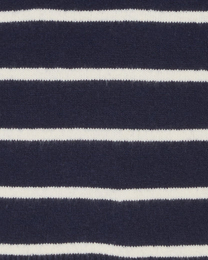 Draper James Nassau Navy Striped Quarter Zip Sweater in Navy Mariner Stripe
