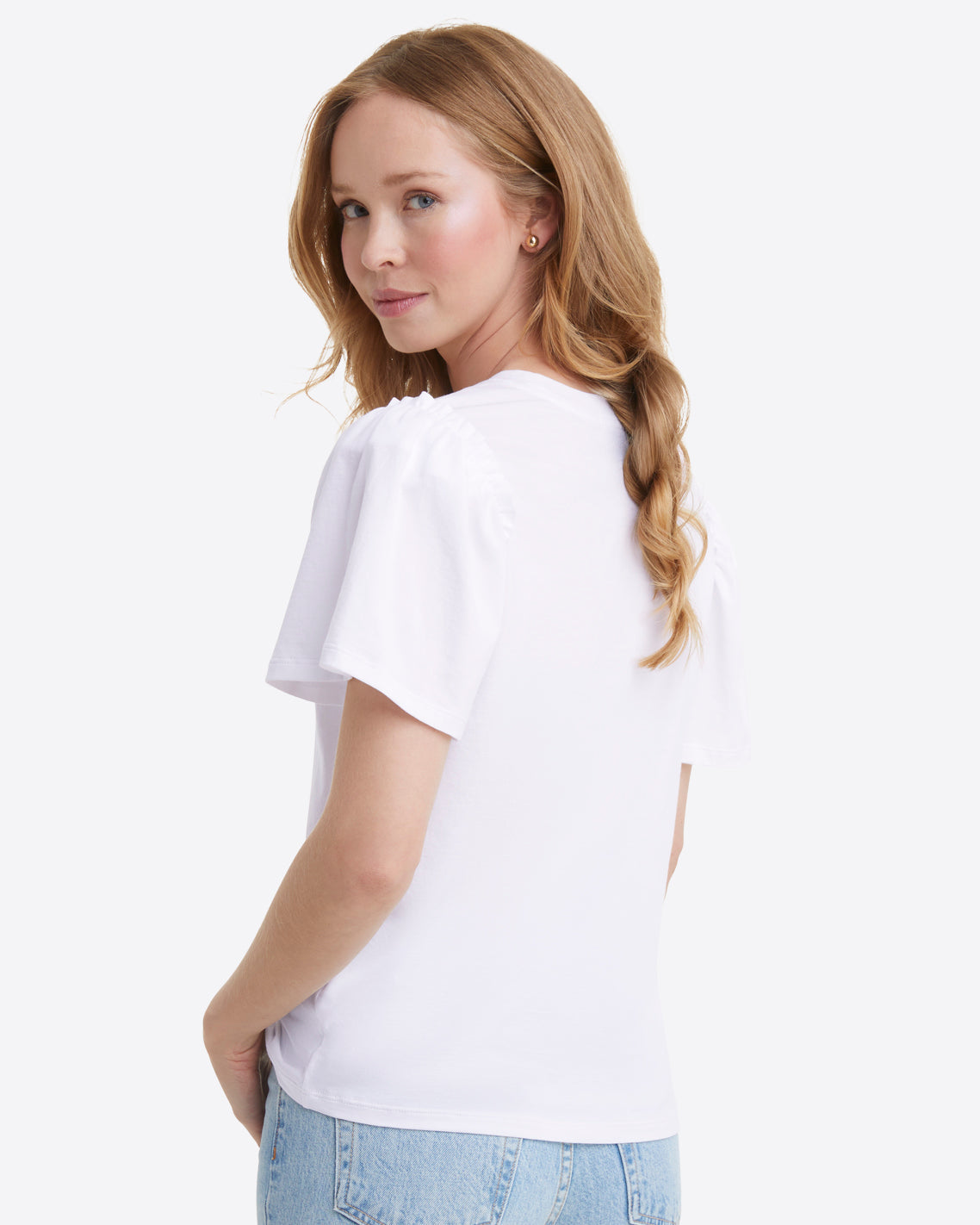 Draper James Magnolia White Short Sleeve Easy Knit Top in White